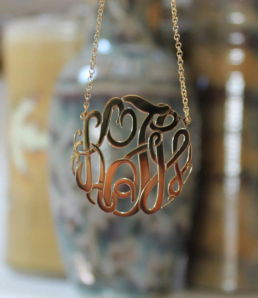 Gold Monogram Necklaces, Monogram Jewelry