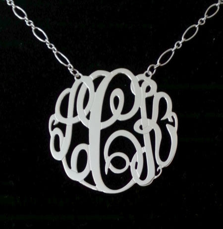 Silver Monogram Chain Necklace