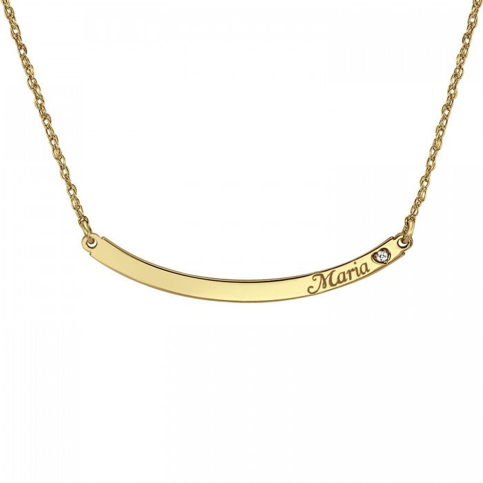 Gold curved bar on sale necklace