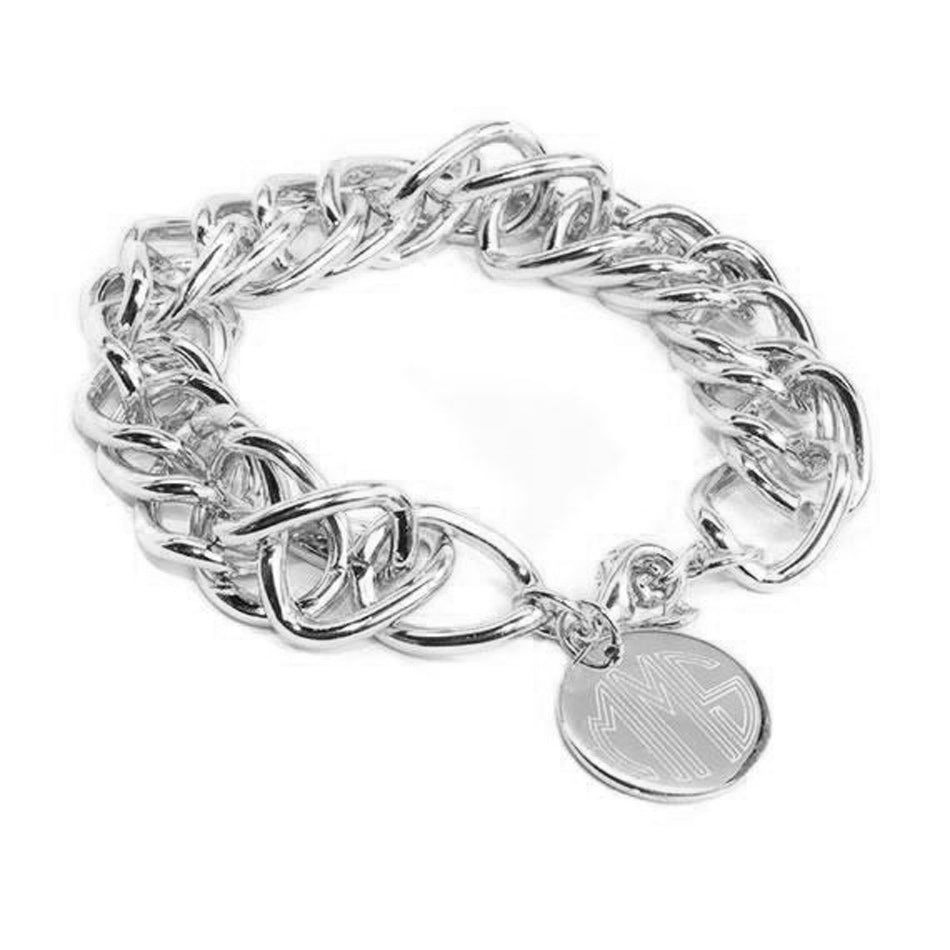Chain Links Bracelet Engraved Monogram Silver
