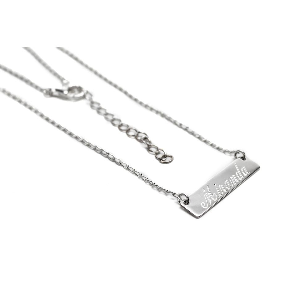 Sterling Silver Engraved Bar Necklace