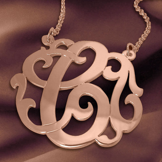 24K Rose Gold Plated Monogram Necklace