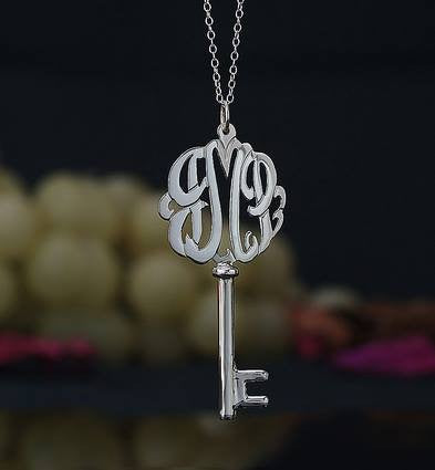 Sterling Silver Cutout Monogram Key Necklace – Be Monogrammed