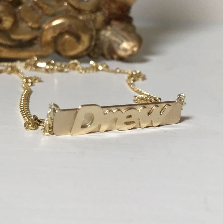 14K Gold Solid Gold Name Bracelet Nameplate Bracelet 