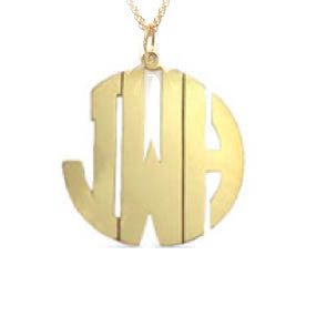 Personalized Block Letter Circle Cut-out Background Monogram Pendants  XNA501Y - Ron Jewelers