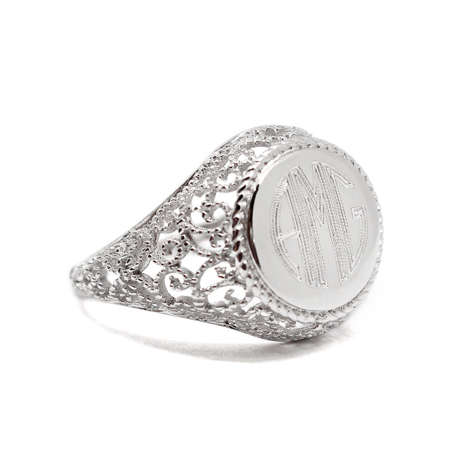 Monogram Ring in Sterling Silver