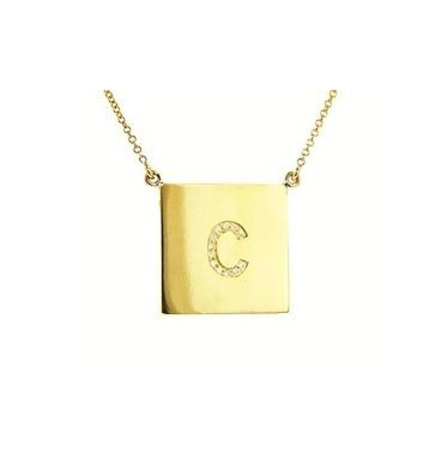 Bridesmaid Gifts Personalized Square Necklace Monogram Necklace Engraved  Square Plate Necklace