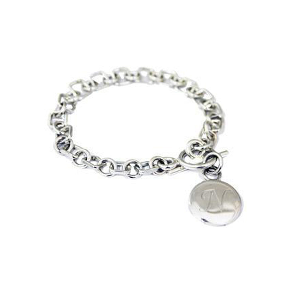 Louisville Charm Bracelet with Round Charm Primary Mark Engraved | Silver | One Size