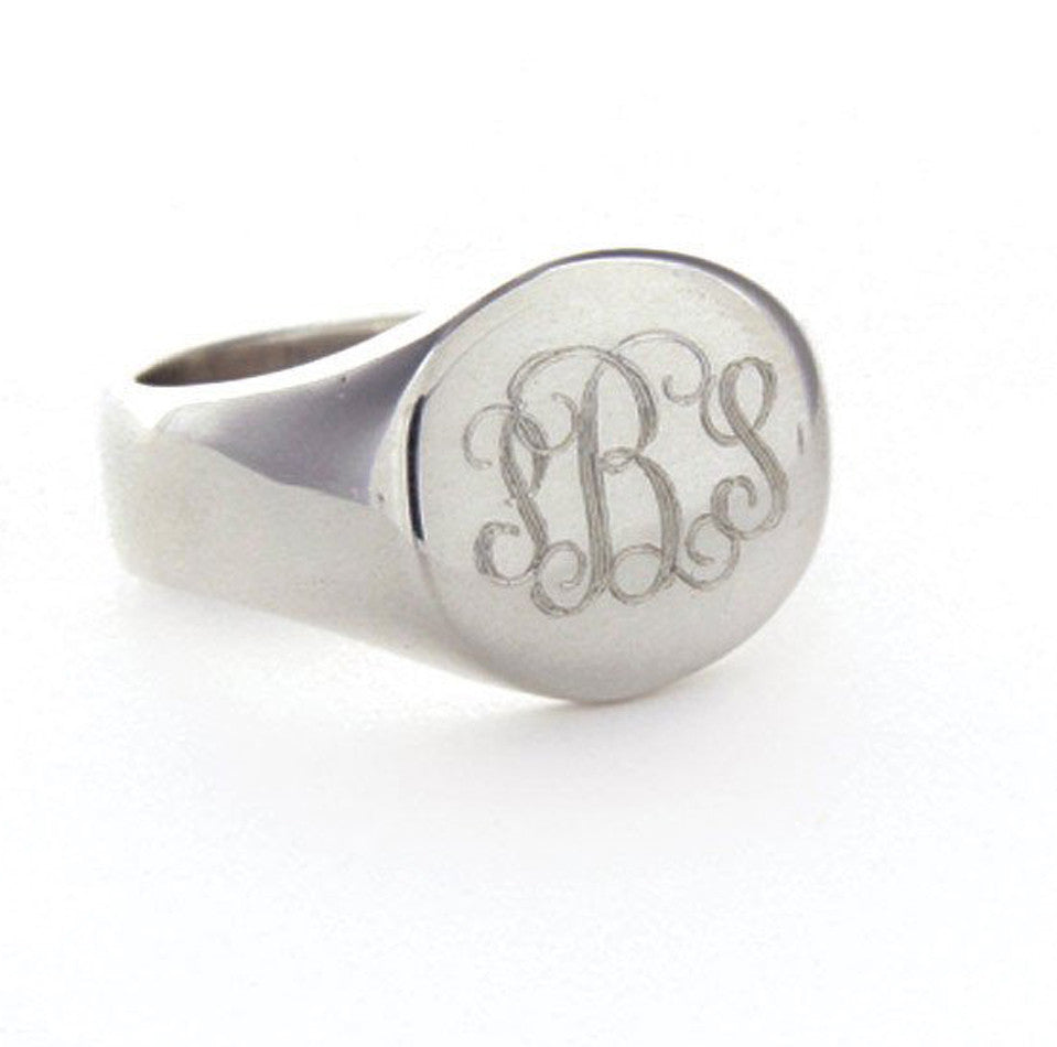 Monogram signet ring in solid sterling silver • custom minimalist  personalized monogrammed engraved initials - Women's or Unisex signet ring