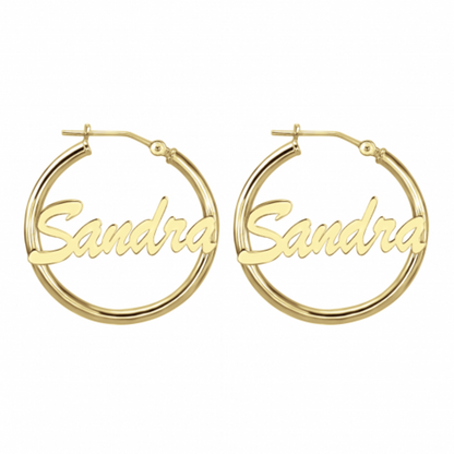 10K Gold Name Hoop Earrings