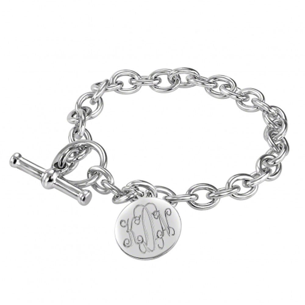 Engraved Disc Toggle Bracelet