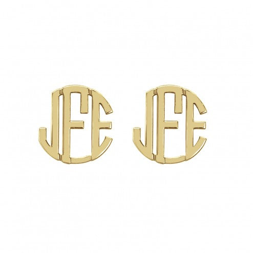 10K Gold Block Monogram Earrings 2