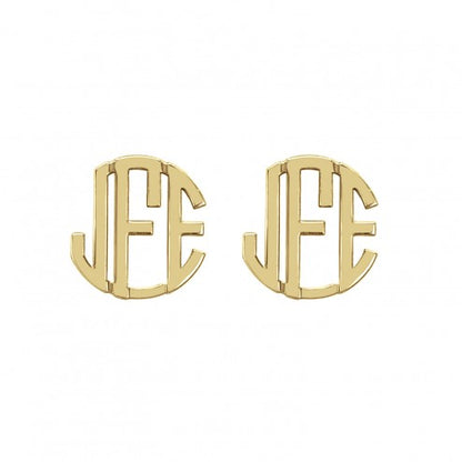 10K Gold Block Monogram Earrings 2