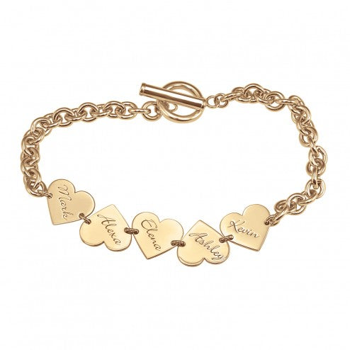 Family Engraved Hearts Toggle Bracelet 3