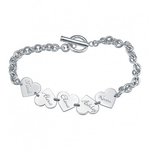 Family Engraved Hearts Toggle Bracelet 2