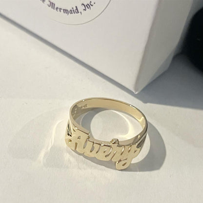 Half Round Band Script Name Ring - 6mm