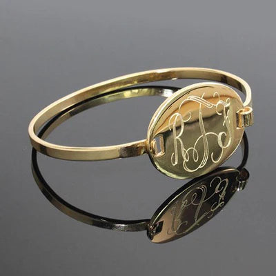 Personalized Engraved Oval Bangle Bracelet