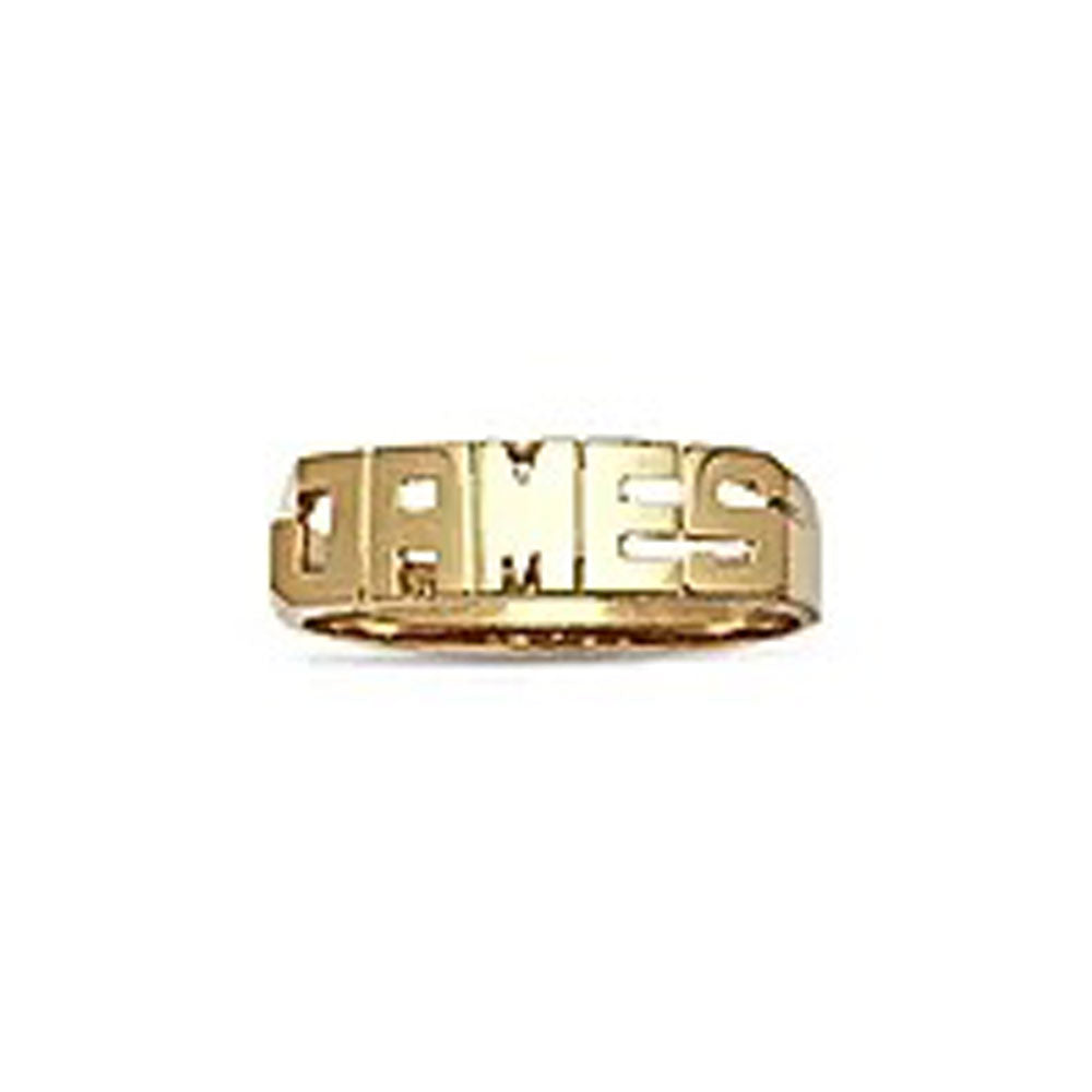 Half Round Band Block Name Ring - 6mm