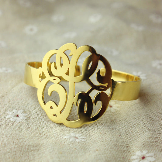 Gold Monogram Cuff Bracelet