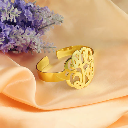 Gold Monogram Cuff Bracelet 3