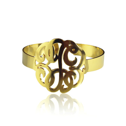 Gold Monogram Cuff Bracelet 2