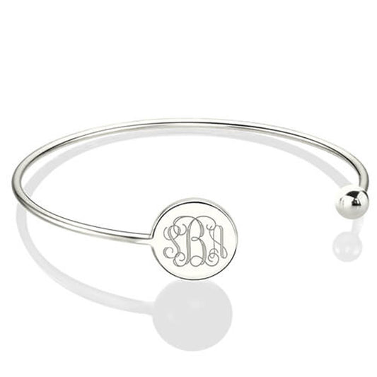 Monogram Sterling Silver Bangle Ball Bracelet