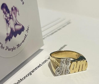 14K Gold Name Ring with Diamonds