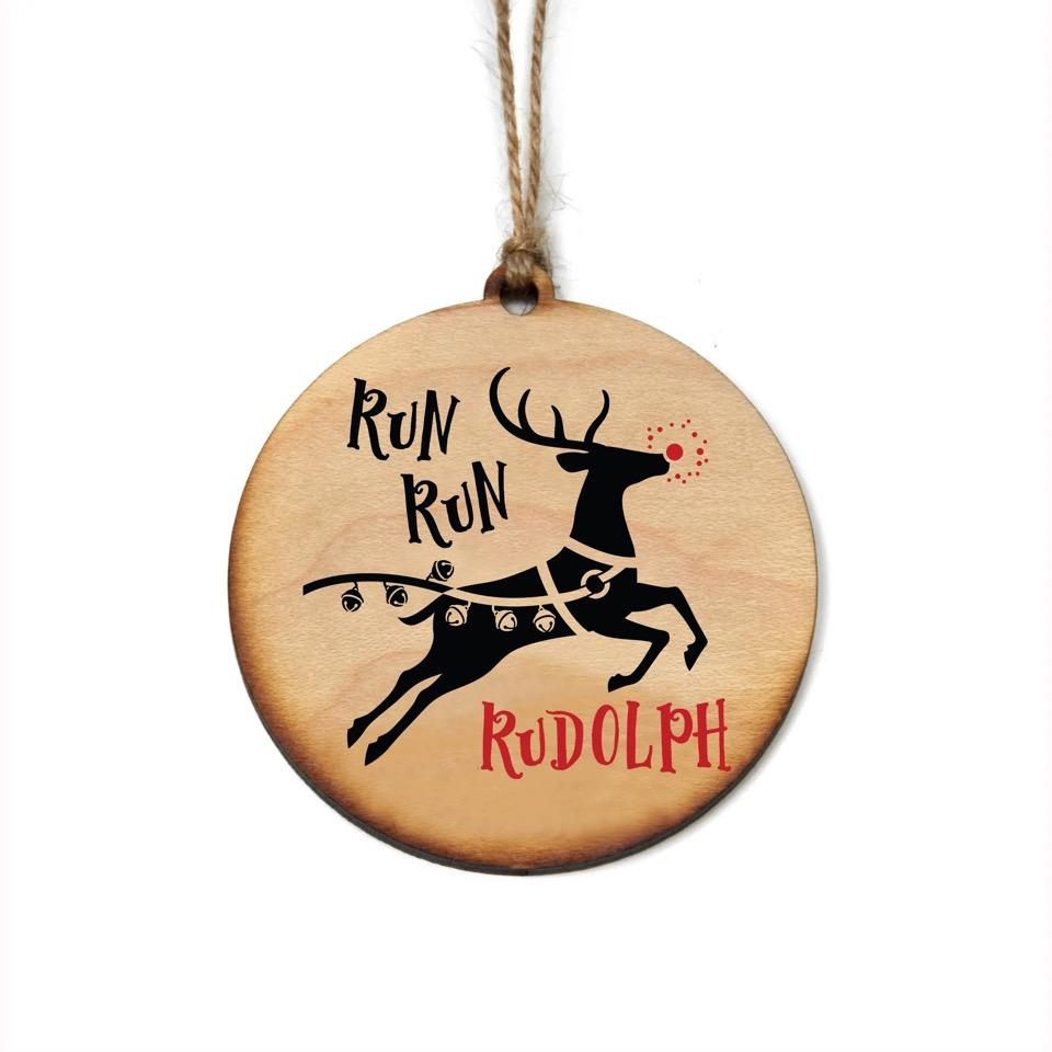 Rudolph Wood Christmas Ornament