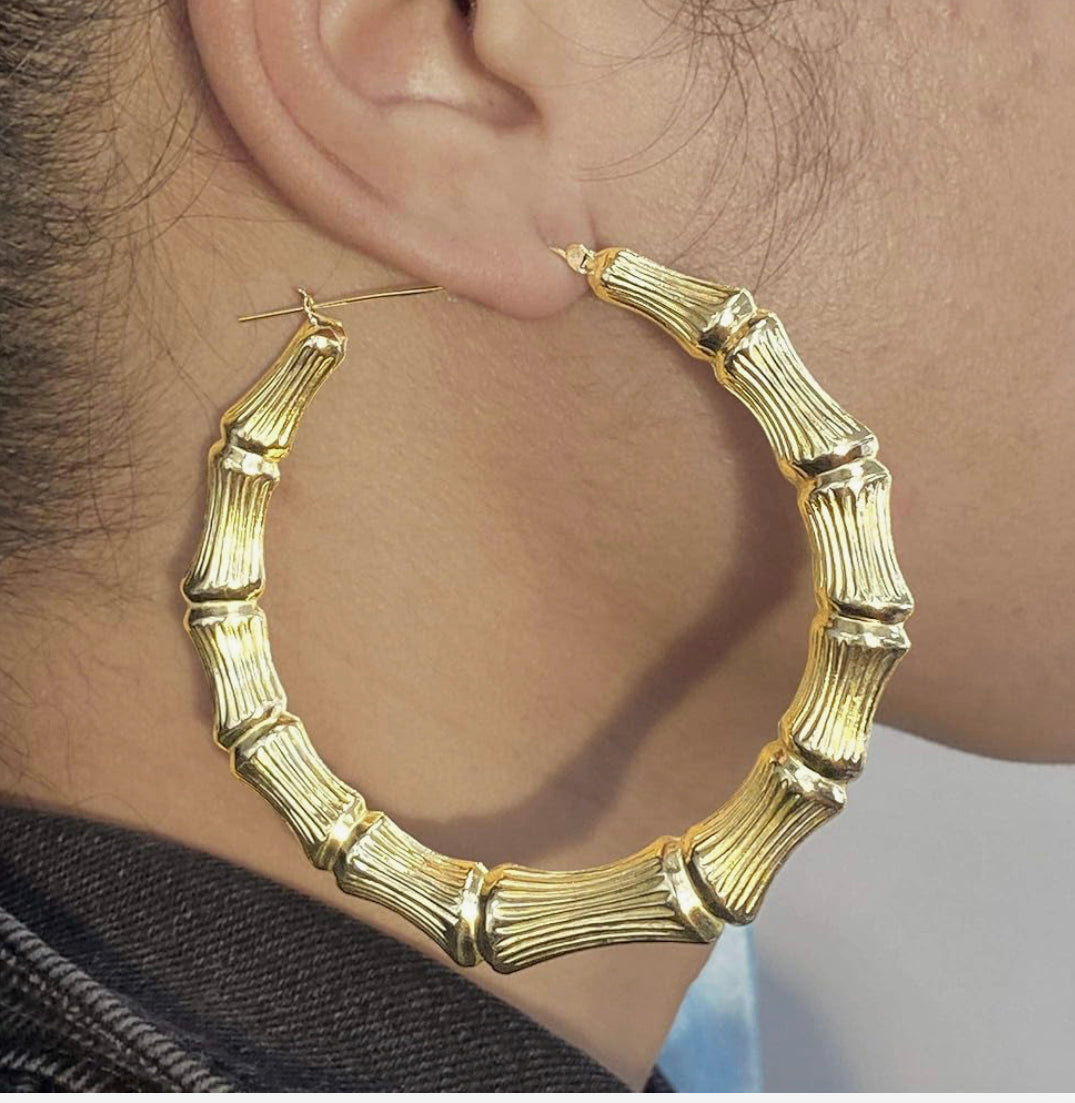 70mm bamboo earrings