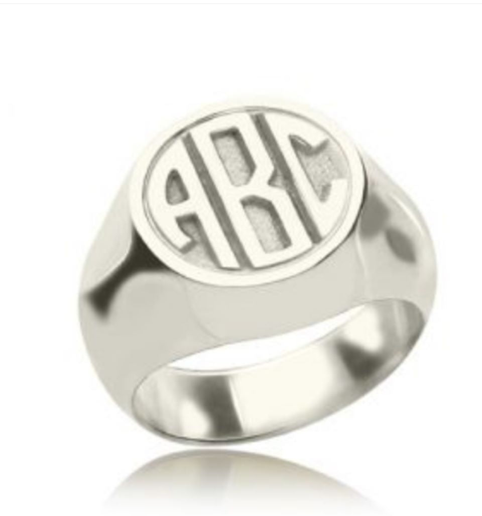 Block Monogram Signet Ring 2