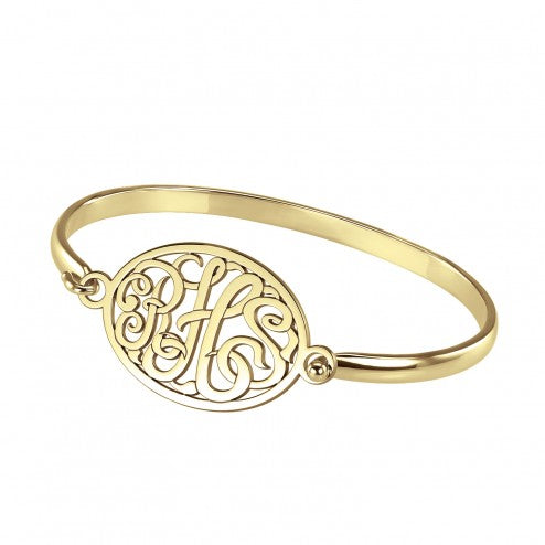 Classic Bordered Monogram Bangle Bracelet