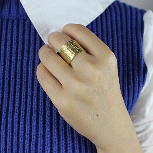 gold engraved cuff ring