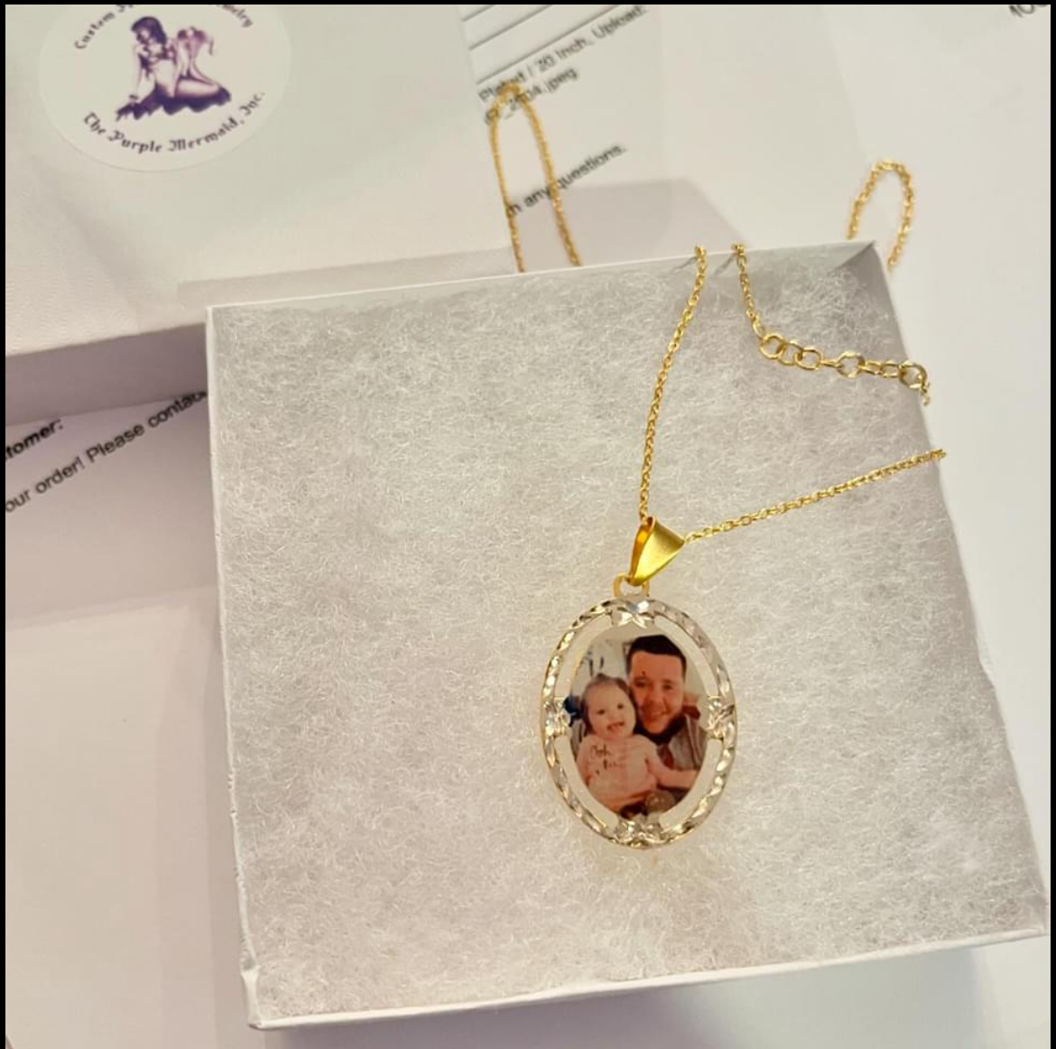 Custom Diamond Cut Frame Photo Picture Pendant Necklace 5