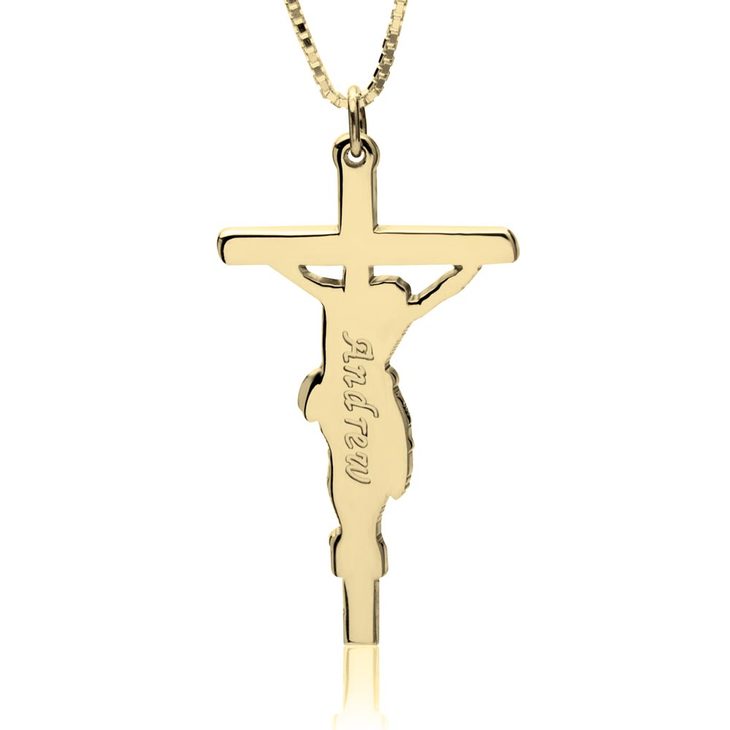 Engraved Jesus Cross Necklace 4