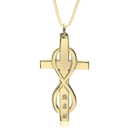 Two Initial Infinity Cross Couples Necklace