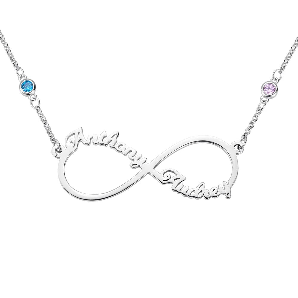 Infinity Name Necklace with Birthstones