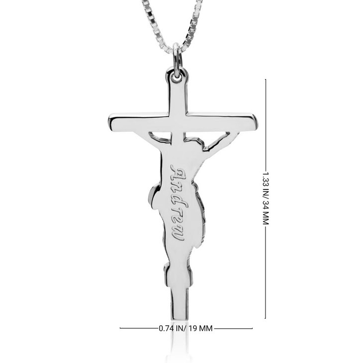 Engraved Jesus Cross Necklace 3