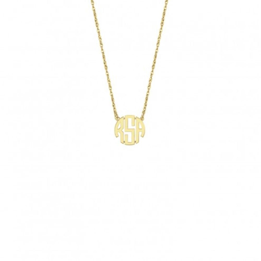 10K Gold Block Monogram Necklace