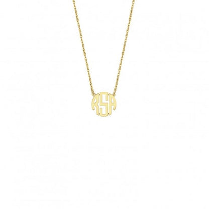 10K Gold Block Monogram Necklace