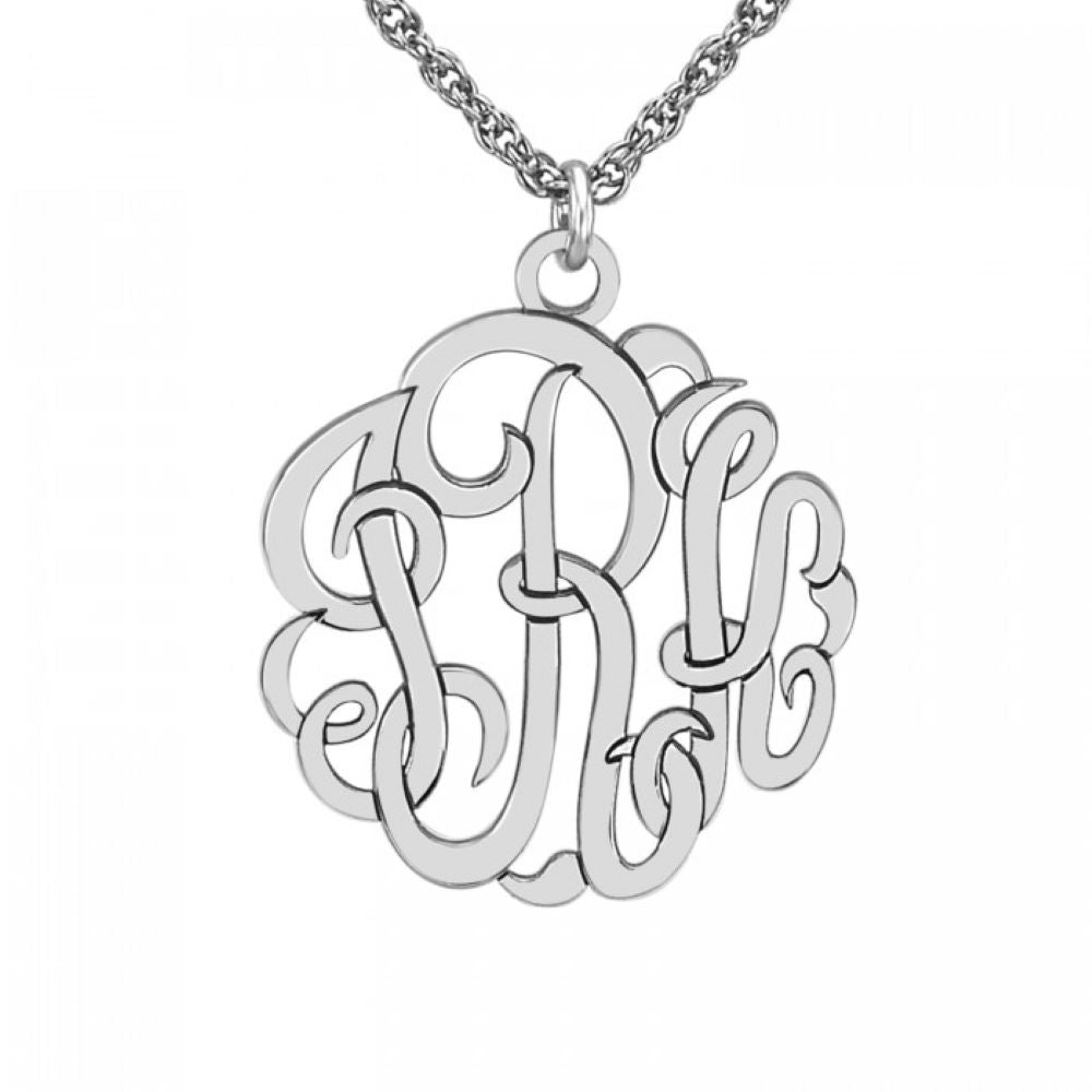 white gold monogram necklace
