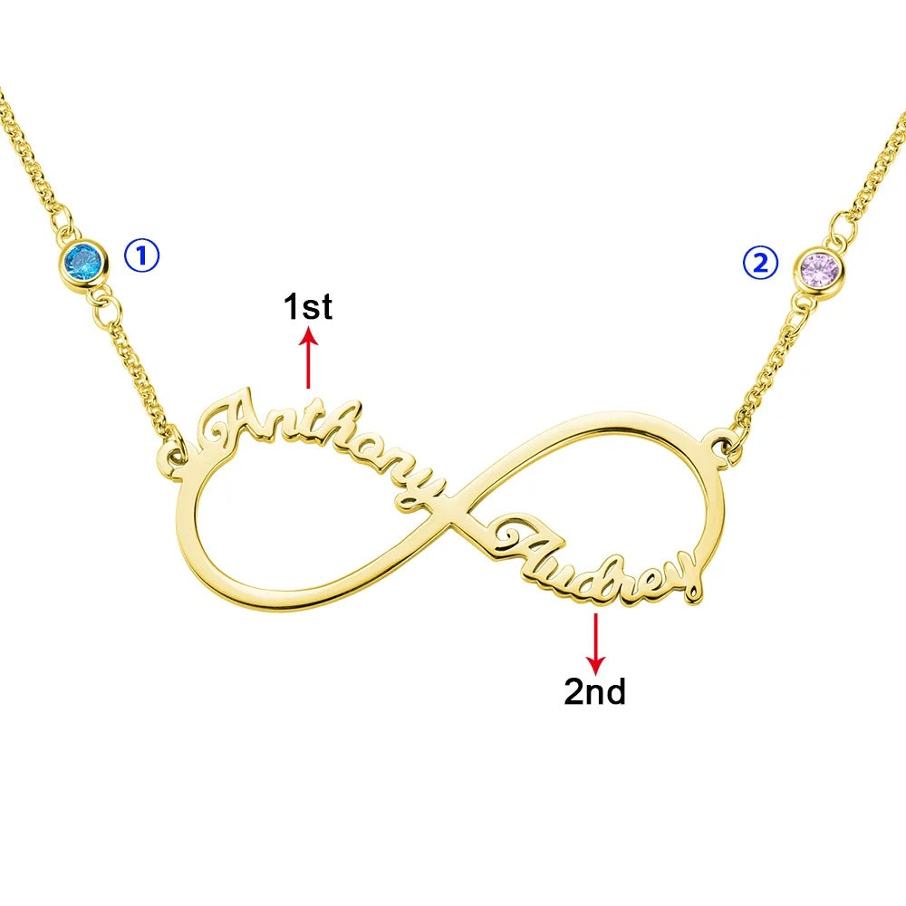 Infinity Name Necklace with Birthstones 4