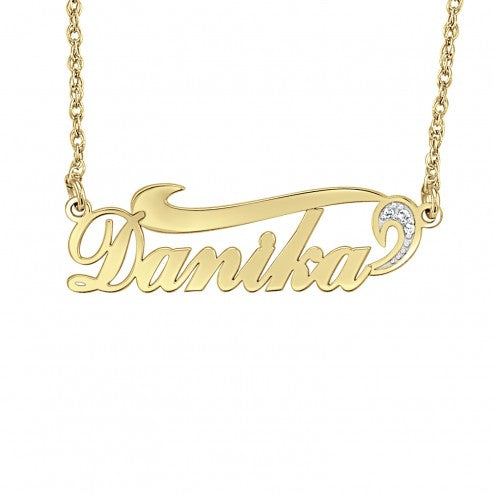 10K Gold Diamond Accent Name Necklace