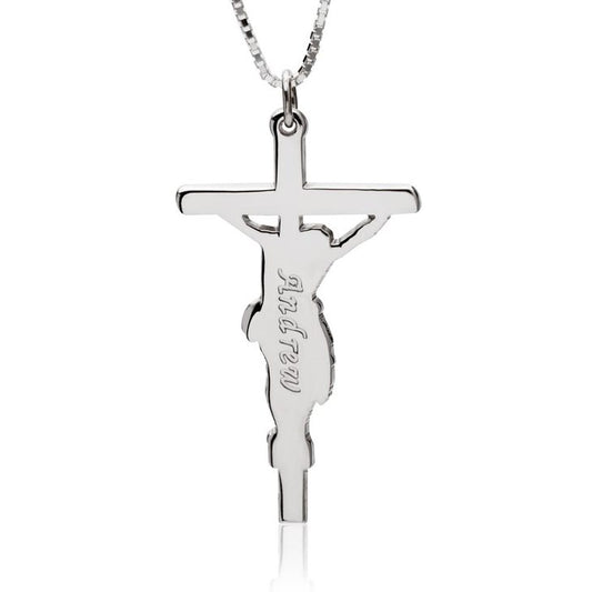 Engraved Jesus Cross Necklace