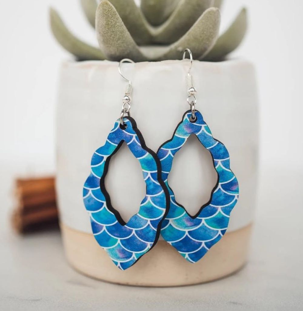 Scalloped Mermaid French Hook Earrings