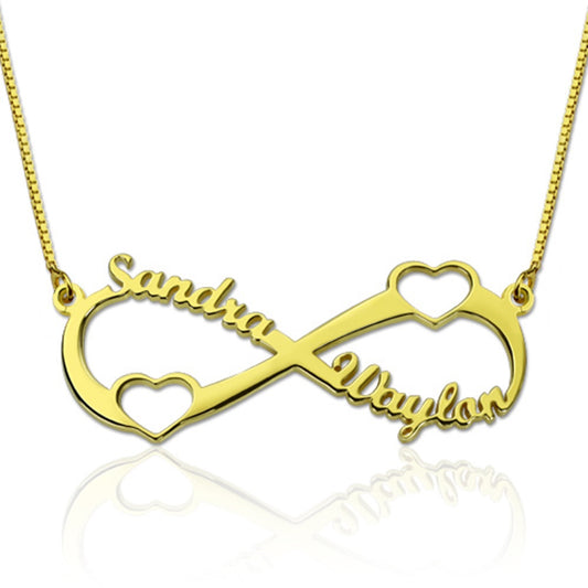 Two Names Hearts Infinity Necklace