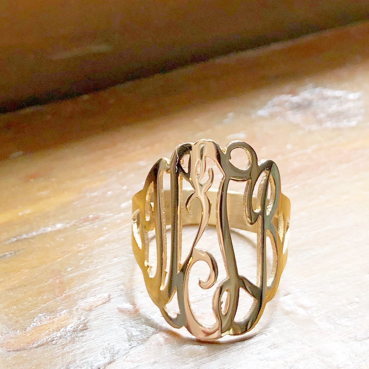 Gold monogram sale rings