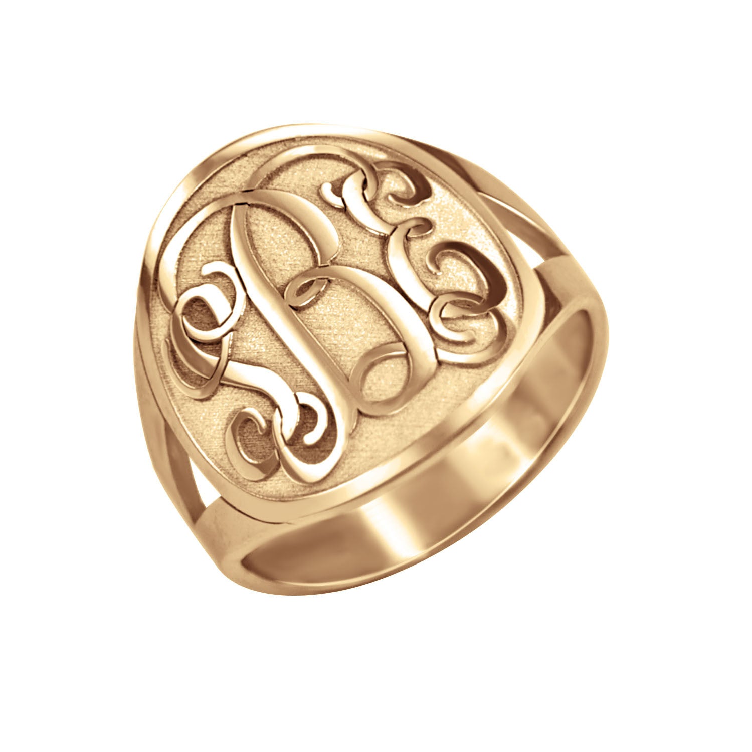 14k Gold Signet Ring Monogram Ring