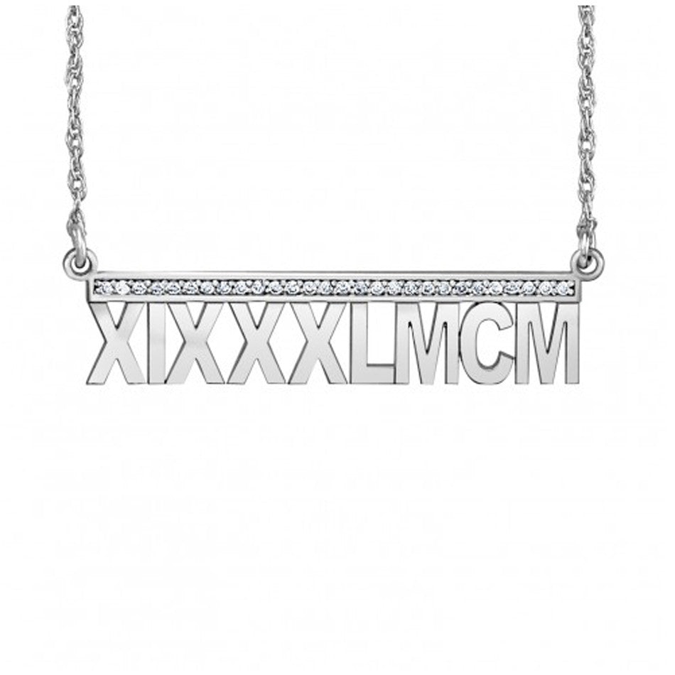 Roman numeral sale necklace white gold