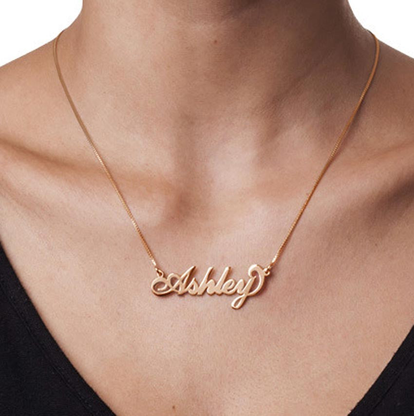 Rose gold deals plated name necklace