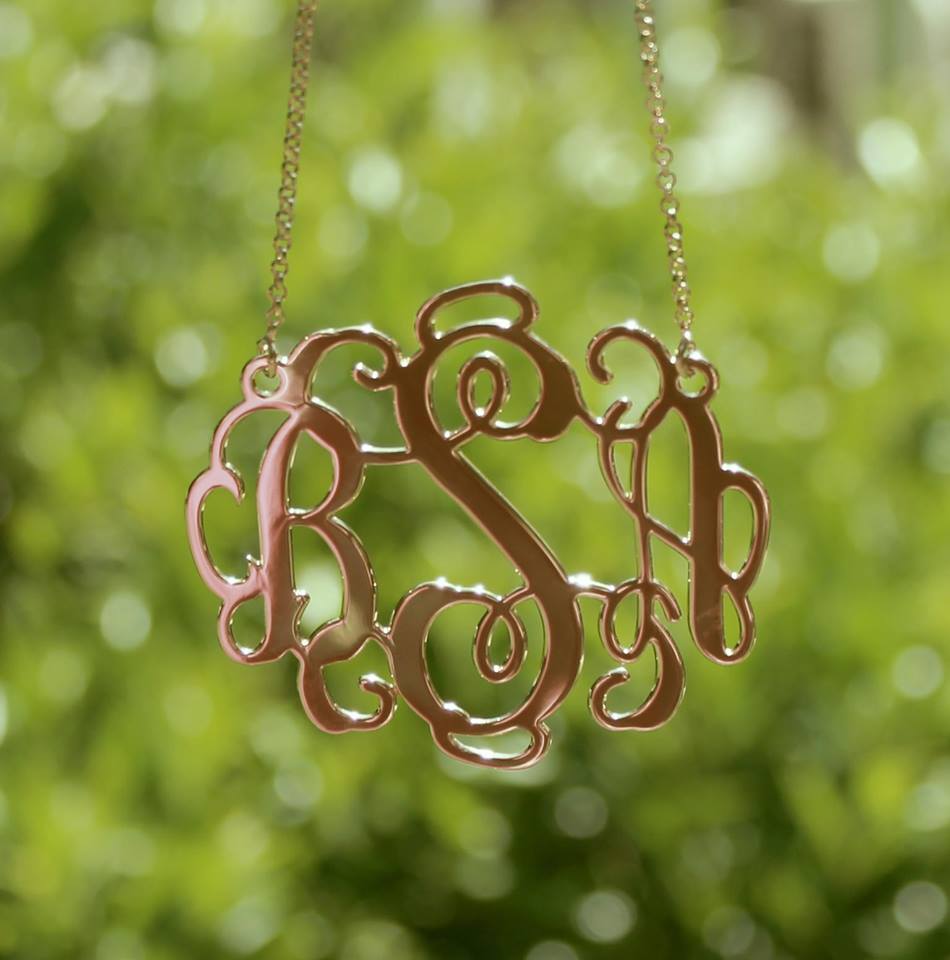 Large hot sale monogram necklace